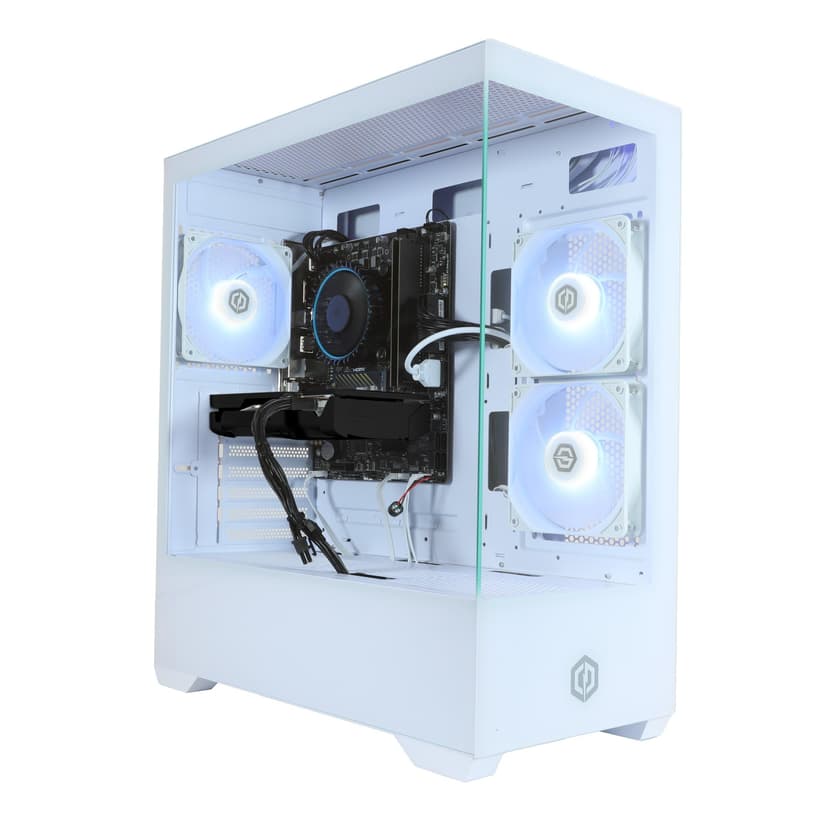 CyberPowerPC Wyvern Gaming PC - AMD Ryzen 7 8700F, AMD RX 9060 XT, 16GB RAM, 1TB NVMe SSD, 650W PSU, Wi-Fi, Windows 11, Prism Panoramic Whit