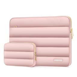MOSISO 17-17.3 inch Laptop Case, 17.3 inch Puffy Laptop Sleeve Compatible with Dell XPS/HP Pavilion/Ideapad/Acer/Alienware/HP Omen Notebook Computer, Horizontal Puffer Bag with Small Case, Pink