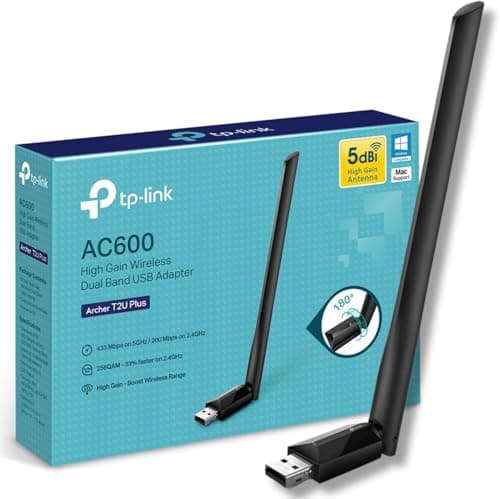 TP-Link Archer T2U Plus WiFi Dongle, WiFi Adapter for PC,...