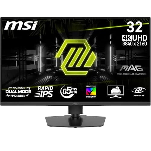MSI MAG 322URDF E16 32-Inch 4K UHD Gaming Monitor, 3840x2160 Rapid IPS, 0.5ms, DisplayHDR 400, Eye care, AI vision, Dual-Mode, HDMI 2.1, DP 