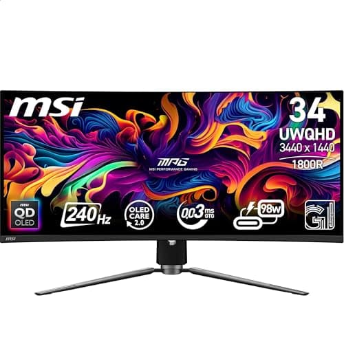 MSI MPG 341CQPX QD-OLED 34 Inch UWQHD Curved Gaming Monitor