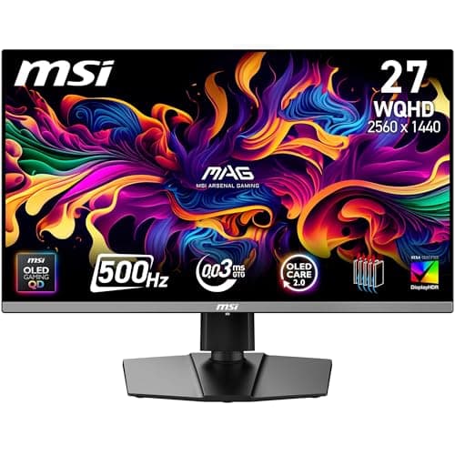 MSI MAG 272QP QD-OLED X50 27-Inch WQHD Gaming Monitor, 2560 x 1440 Quantum Dot OLED Panel, 500Hz, 0.03ms, DisplayHDR TRUE Black 500, AMD Fre