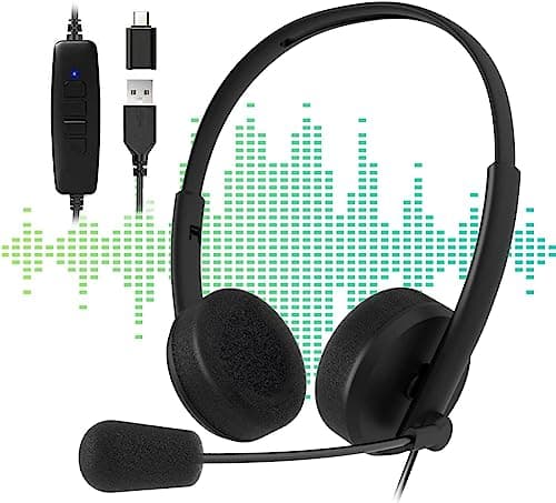 Noise Cancelling Office Headset for PC, Laptop, Call Cent...