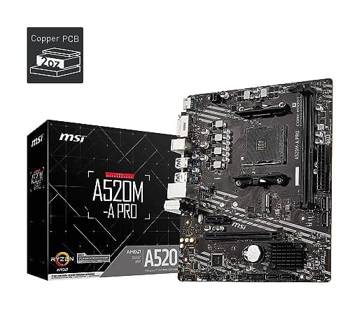 MSI A520M-A PRO Gaming Motherboard (AMD Ryzen 5000, AM4,...