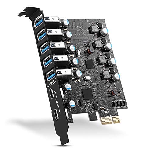 7-Port PCIe USB 3.0 Expansion Card (5x Type-A, 2x Type-C)...