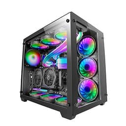 Mars Gaming MCV3 Black, Custom XXL E-ATX Gaming Tower, Front and Side Tempered Glass Window, Dual Chamber Modular Frame