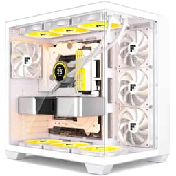 FOIFKIN F300 PC Case - Preinstalled 4 without RGB Fans, ATX Mid-Tower Gaming PC Case, 270° Panoramic Glass with Type-C (White, F300)