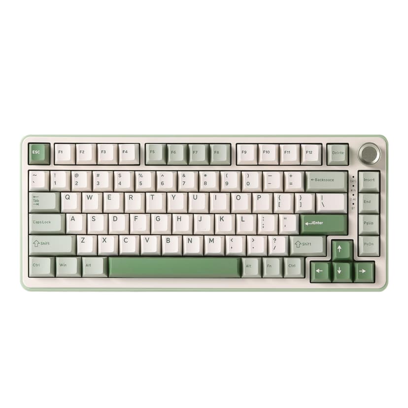 YUNZII B75 PRO Wireless Mechanical Keyboard,75% Gaming Keyboard Gasket Hot Swap Custom Keyboard with Knob,Pre-lubed Switches RGB,Bluetooth/Type-C/2.4G (Matcha Green, Milk Switch)