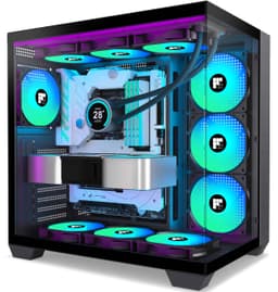FOIFKIN F600 PC Case - Pre-Installed 7 PWM ARGB Fan, ATX Mid-Tower Gaming PC Case, 270° Panoramic Glass with Type-C (Black, F600)