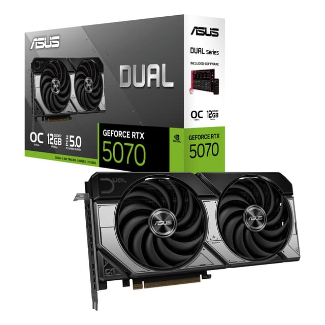 ASUS DUAL RTX5070 OC, PCIe5, 12GB DDR7, HDMI, 3 DP, 2572M...