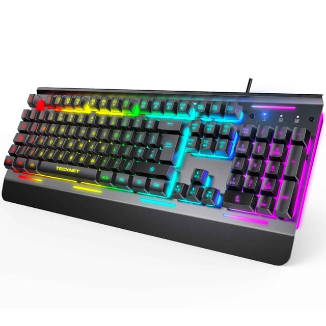 TECKNET RGB Gaming Keyboard UK Layout, USB Wired Computer...