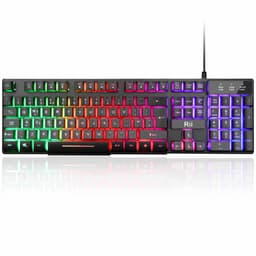 Rii Gaming Keyboard,USB Wired Keyboard with Rainbow LED Backlit Mechanical Feeling for Working Gaming (UK Layout)