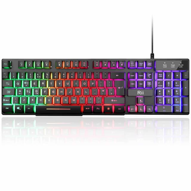 Rii Gaming Keyboard,USB Wired Keyboard with Rainbow LED B...