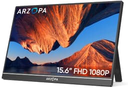 ARZOPA Portable Monitor 15.6" 1920×1080 FHD IPS Portable Monitor for Laptop with Kickstand, Ultra-Slim Second Screen for Laptop/PC/Mac/PS3/4/5/Xbox - USB C & HDMI Connectivity - A1