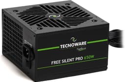 Tecnoware Free Silent PRO 650 Power Supply for Advanced PCs with NVIDIA GeForce GTX - RTX Graphics Card, Silent Fan, PCI-E Connectors, CPU 4+4, SATA, Molex