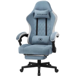 GTPLAYER Fabric Gaming Chair with Footrest, Ergonomic Computer Desk Chair with Pocket Spring Cushion Home Office High Back Support Lumbar Support Heavy Duty Wide