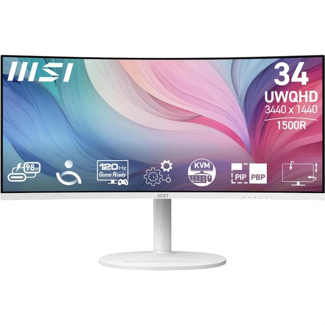 MSI Modern MD342CQPW 34 Inch UWQHD 1500R Curved Monitor