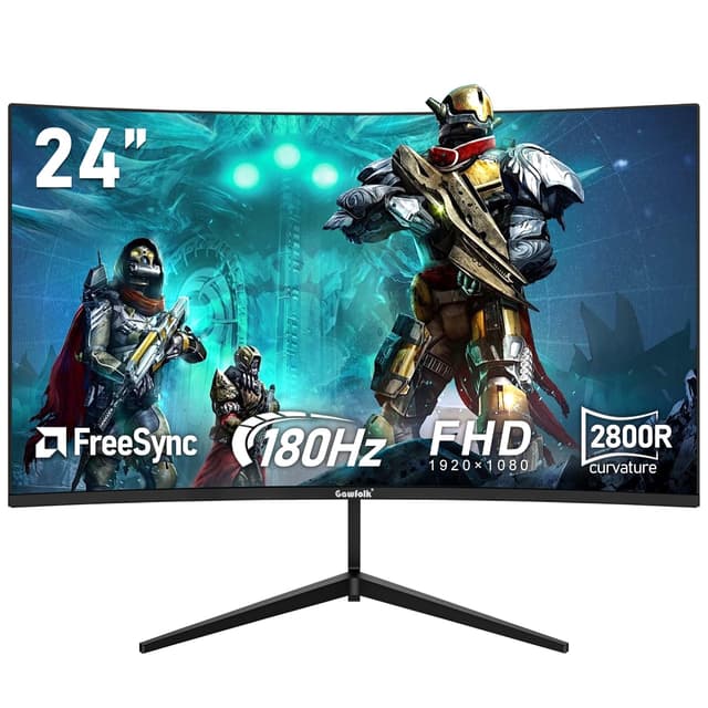 Gawfolk 24 Inch Curved PC Gaming Monitors 180hz, FHD 1080...