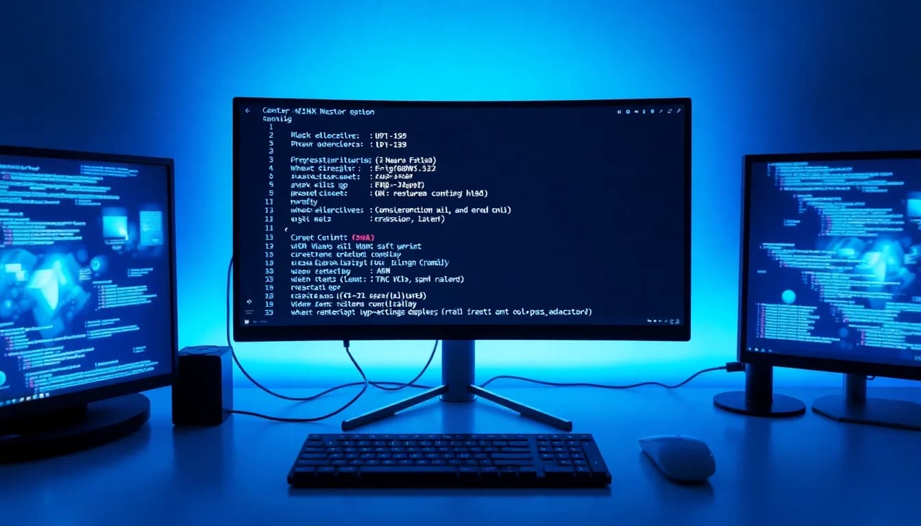 NGINX and HAProxy configuration files open on a dark-themed code editor on a modern developer workstation