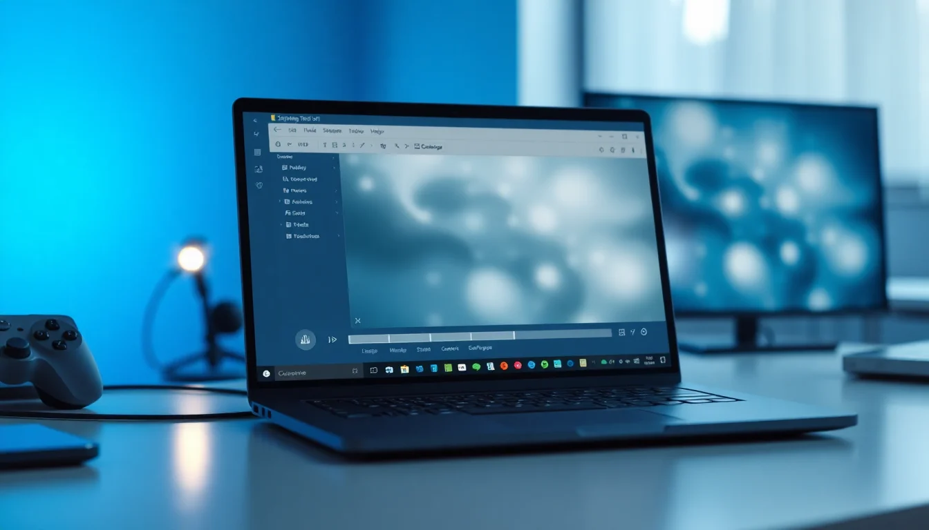 Windows 11 laptop on a desk showing Snipping Tool screen recorder with a cut-off video timeline and warning indicator