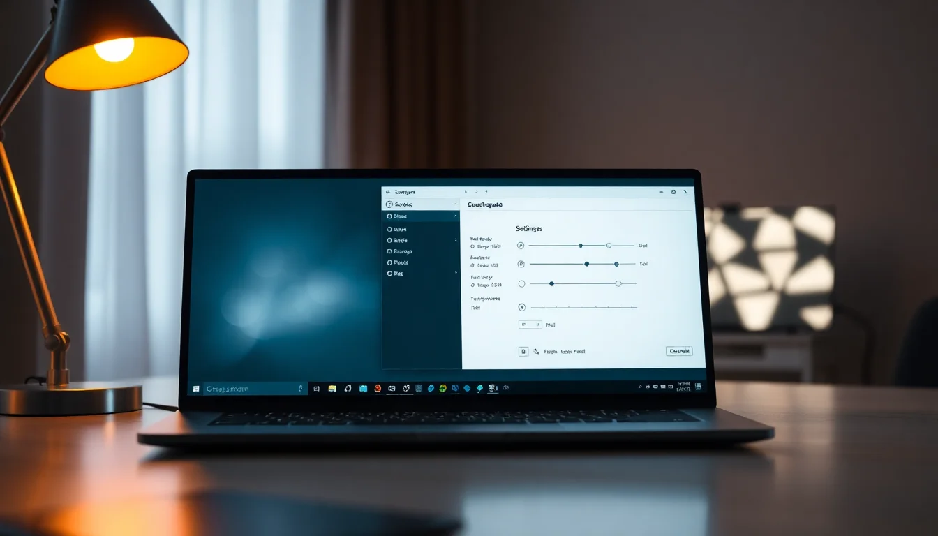 Windows 11 desktop showing Soundpad preferences open with microphone device selection menu, warm desk lamp lighting from side, professional troubleshooting atmosphere