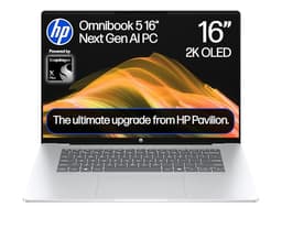 HP OmniBook 5 Next Gen AI 16" Laptop | CoPilot+ PC | Snapdragon X1-26-100 Processor | 16GB RAM | 512GB SSD | Qualcomm Adreno Graphics | 2K OLED Display | 34.75 Hrs Battery | Windows 11 | 16-bf0000sa