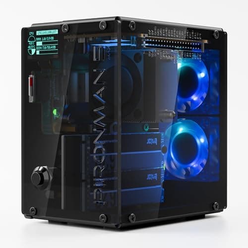 Pironman 5-MAX Dual NVMe M.2 SSD PCIe PC Case for Raspber...