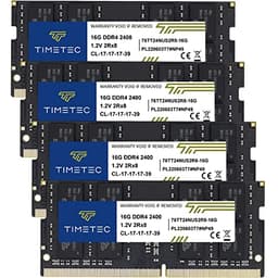 Timetec 64GB KIT (4x16GB) DDR4 2400MHz (PC4-2400T) PC4-19200 SODIMM Laptop RAM – 260-Pin 1.2V CL17 Non-ECC Unbuffered Memory Module for Laptop, Notebook, Mini PC, All-in-One