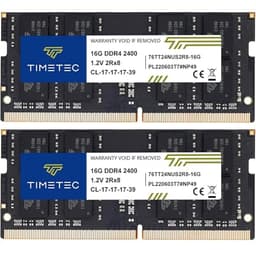 Timetec 32GB KIT (2x16GB) DDR4 2400MHz (PC4-2400T) PC4-19200 SODIMM Laptop RAM – 260-Pin 1.2V CL17 Non-ECC Unbuffered Memory Module for Laptop, Notebook, Mini PC, All-in-One